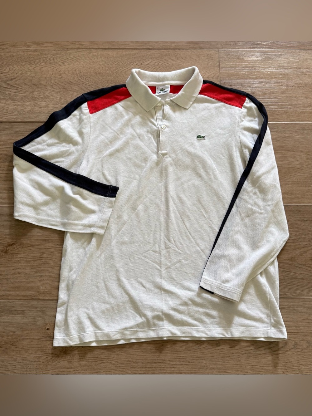 Lacoste Vintage Long Sleeve Tennis Polo Size 5 L Colorblock